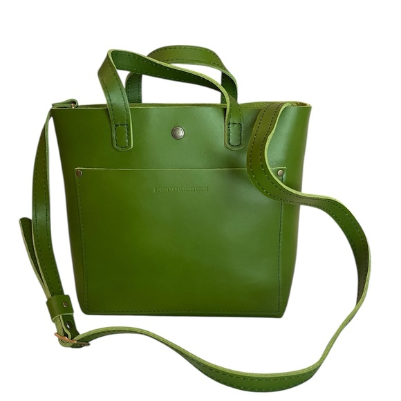 Portland Leather Handbags - Portland Leather Goods Mini Crossbody Tote Green Apple